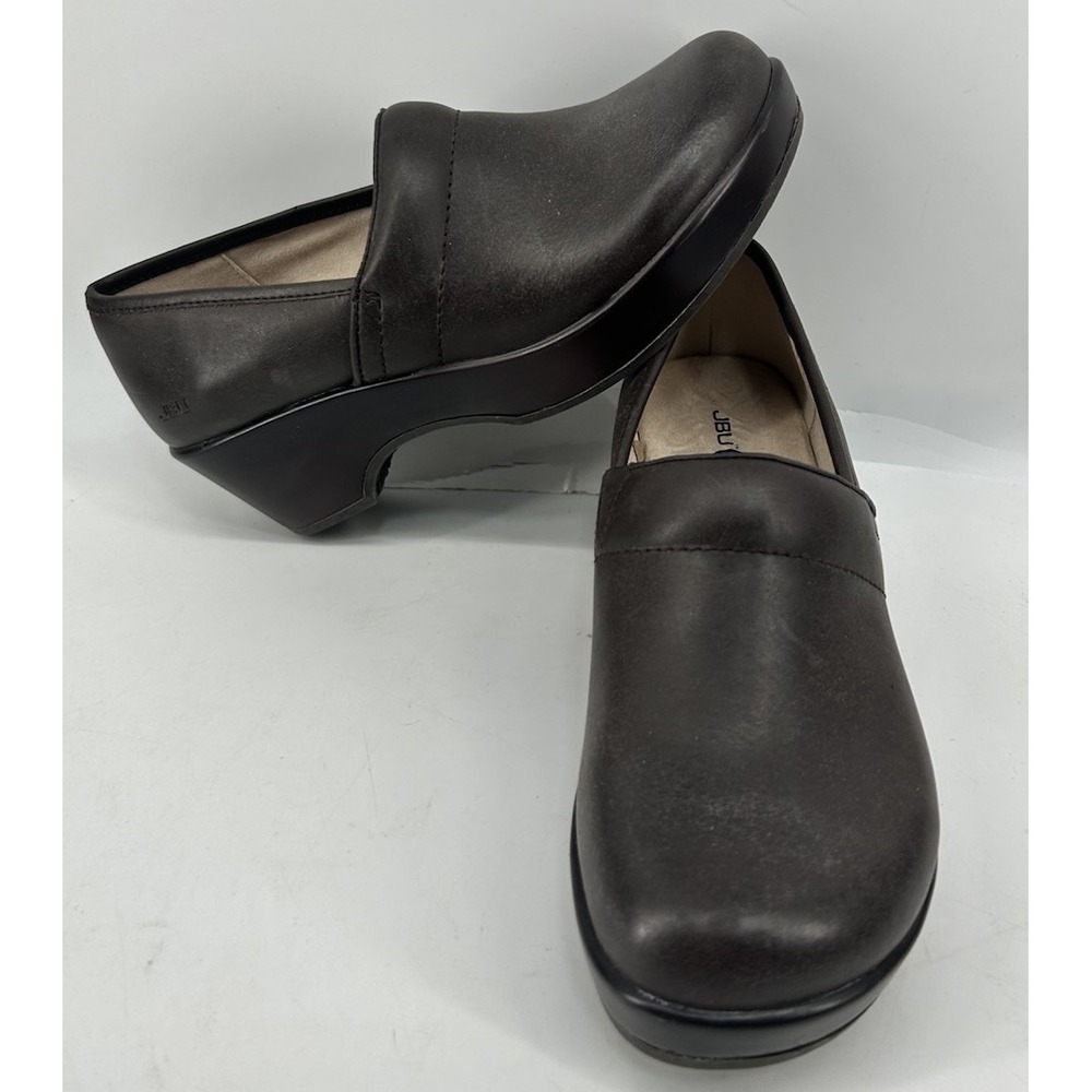 JBU By Jambu Cordora Brown Leather‎ Slip On Clogs Platform Heel Women's Size 6